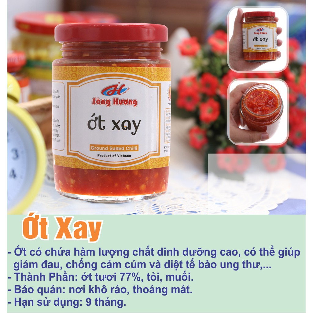 2 Hũ Ớt Tươi Xay Sông Hương Foods Hũ 390g - Ăn kèm , bún , phở , mì tôm , thịt nướng , tốt tiêu hóa, cay tự nhiên