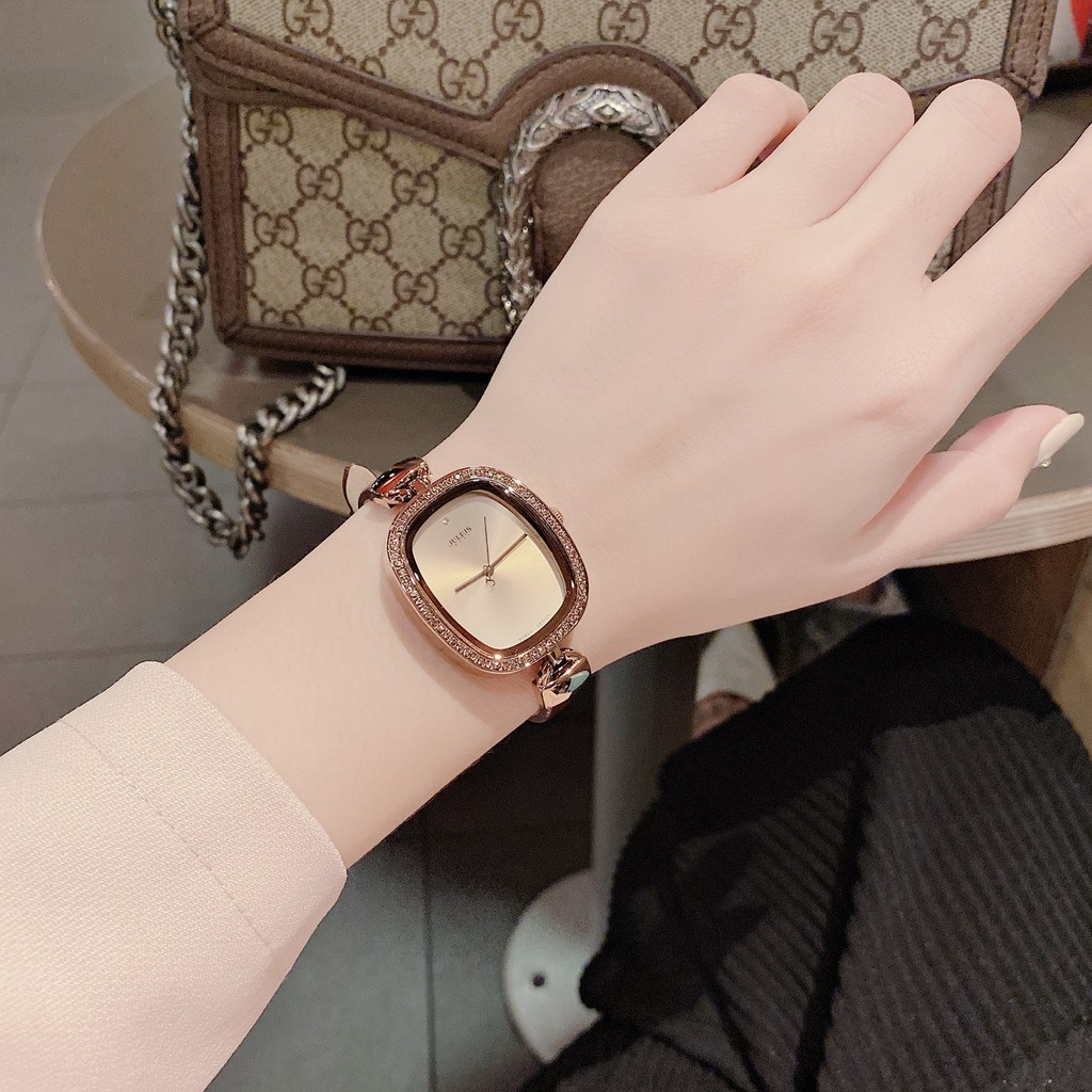 Đồng hồ nữ Julius JA-298 dây da nâu | Julius Official