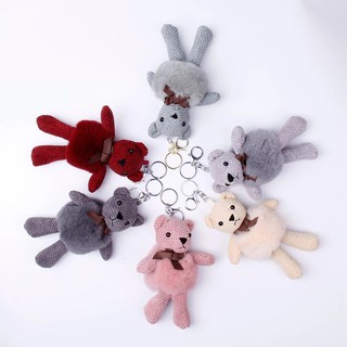 Móc túi xách Gấu Teddy mặc áo lông vũ