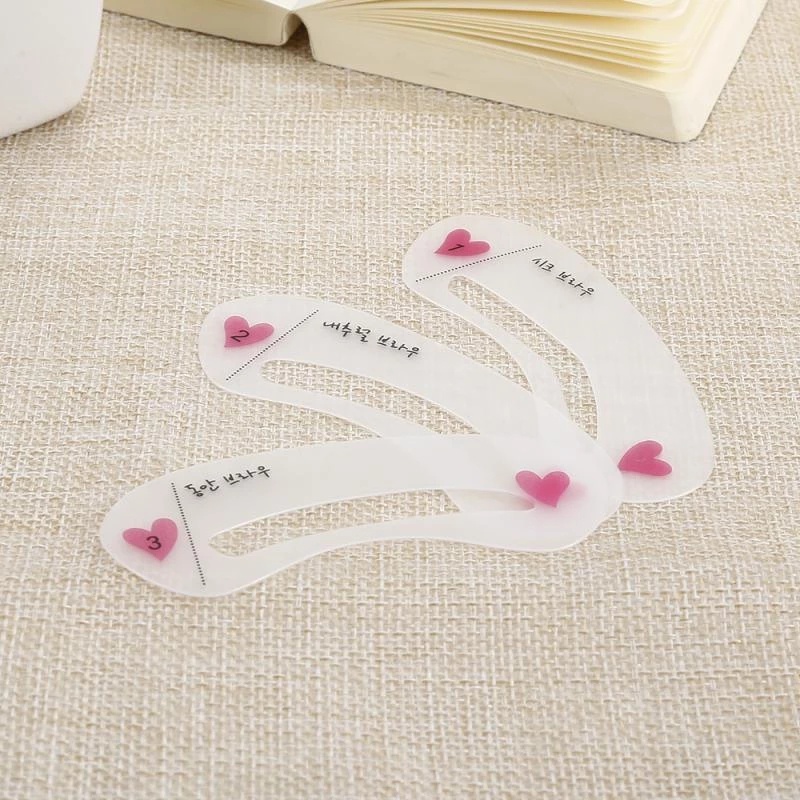 Set 3 Khuôn Nhựa ABS Hỗ Trợ Kẻ Chân Mày/Trang Điểm Lông Mày Có Thể Tái Sử Dụng Cho Nữ