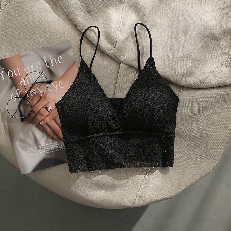 Áo bra ren hoa chun lưng dáng Croptop , Áo Bra Sexy Siêu Đẹp Sang Chảnh 990
