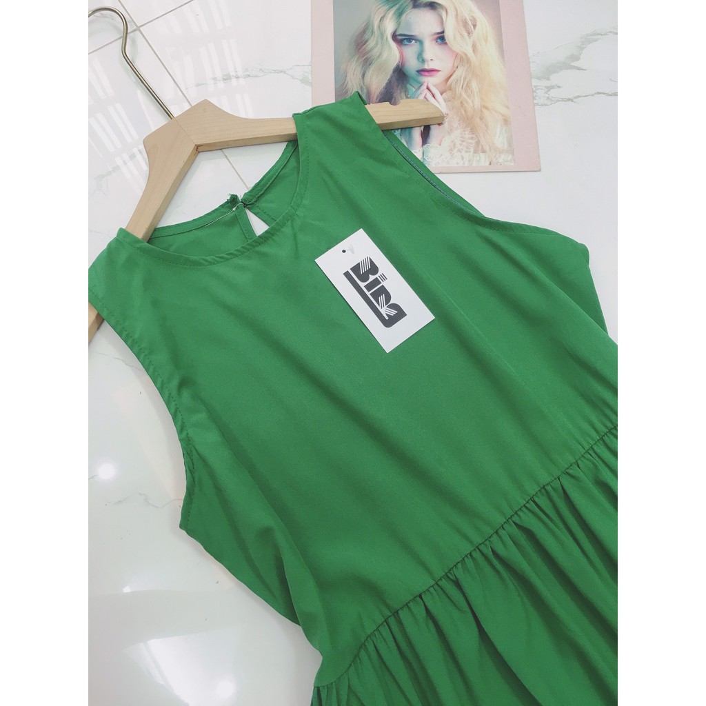 Đầm suông nữ babydoll 3 tầng khoét nách shynstores vải đũi dáng dài miên man | BigBuy360 - bigbuy360.vn