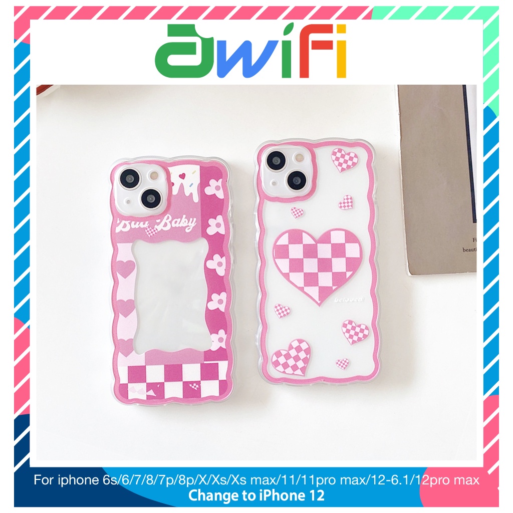 Ốp lưng iphone trong lượn sóng tim caro 6/6plus/7/7plus/8/8plus/xs/11/12/13/pro/max/plus/promax-Sale Hot G1-2