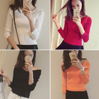 áo len cổ tim Free size