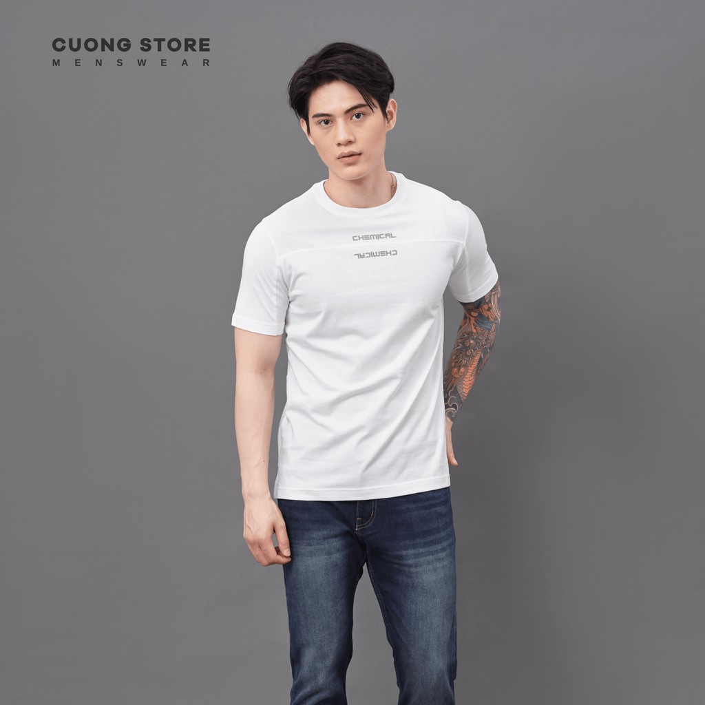 Áo thun cổ tròn in chữ CHEMICAL 2012059 chất cotton cao cấp dày dặn form basic tôn dáng - MENFIT