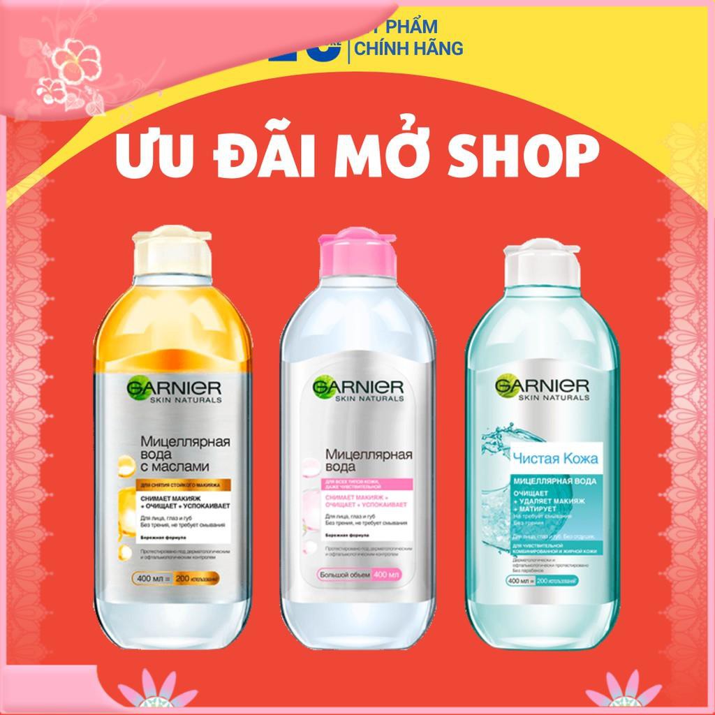 [người bán địa phương] [Loại 400ml] Nước Tẩy Trang Micellar Garnier Hồng/ Vàng/ Xanh Skinactive Cleansing Water