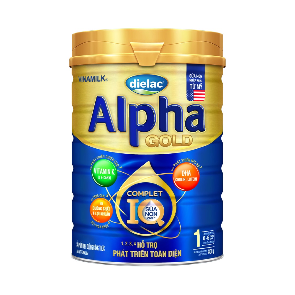 Sữa bột Dielac Alpha gold sữa non 1 800g