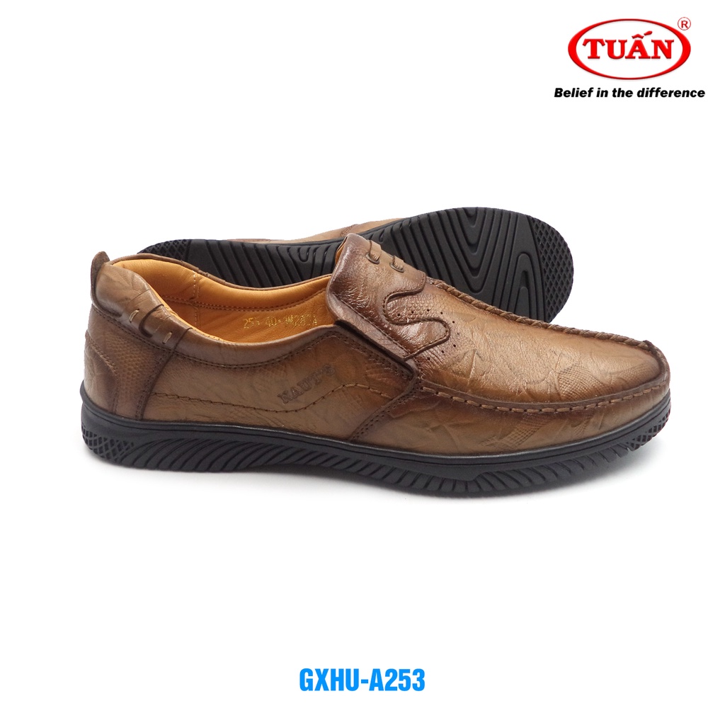 Giày da nam - giày mọi công sở quai da bò tự nhiên đế cao su thương hiệu giày Tuấn GXHU-253