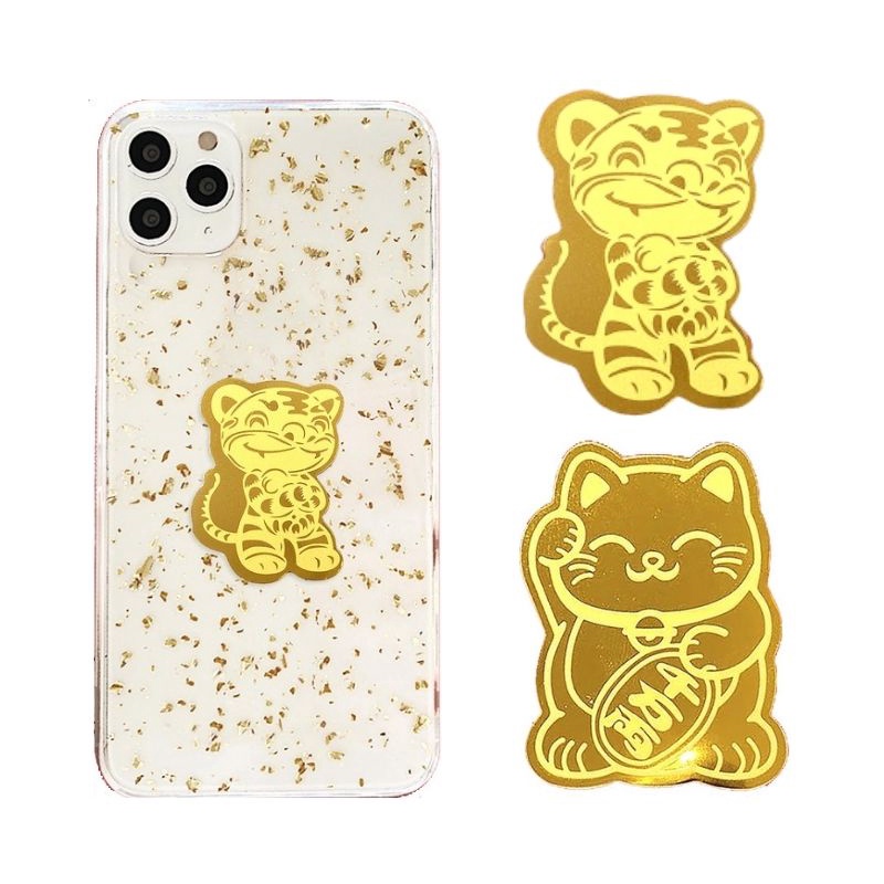 Dán Điện Thoại Mèo Thần Tài , Hổ vàng Tài Lộc Mạ Vàng Cho Ốp Lưng - ORIO