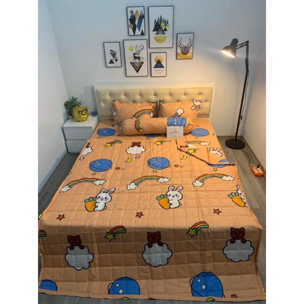 Bộ Chăn hè Ga Gối Cotton Poly Combo 5 Món - Nhiều Mẫu Lựa Chọn