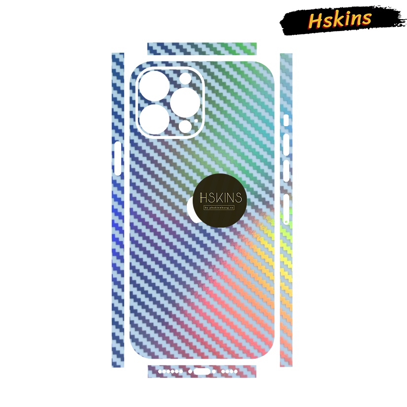 Miếng dán skin carbon 3D 7 màu iPhone 14 Pro Max / 13 Pro Max / 12 Pro Max / 11 Pro Max /  Xs max lưng full viền