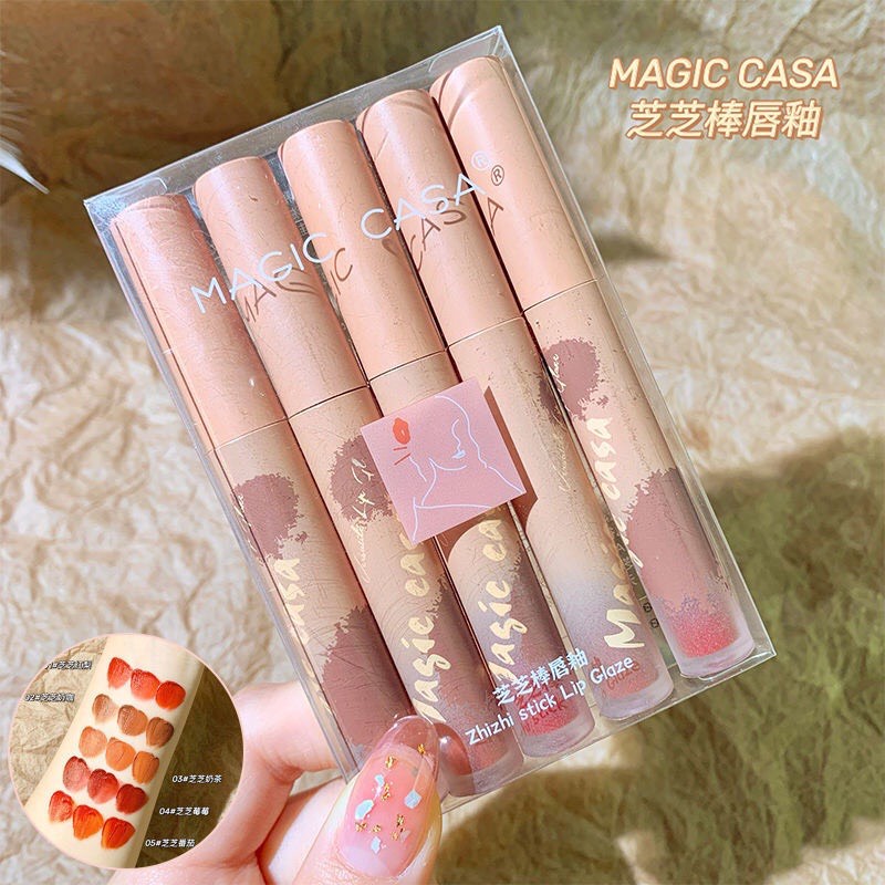 MAGICCASA Set 5 thỏi son kem siêu mượt môi nội địa trung