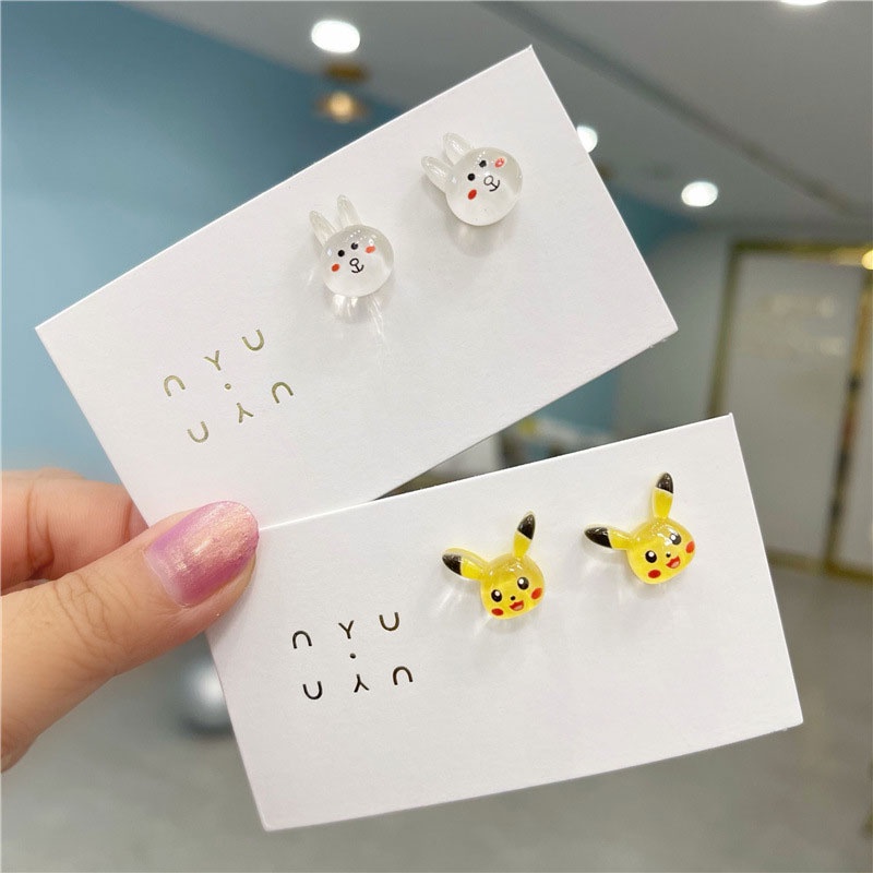 Bông tai bạc nữ S925 thỏ / gấu dễ thương hàn quốc