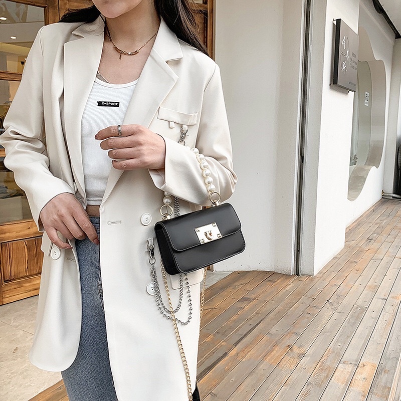 Túi mini đeo chéo nữ thời trang quai ngọc da trơn siêu xinh rẻ đẹp