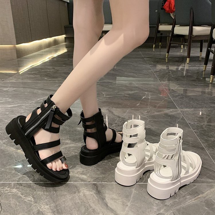 Dép Sandal Chiến Binh Nữ Độn Đế Khóa Ngang Tăng Chiều Cao Phong Cách Hàn Quốc