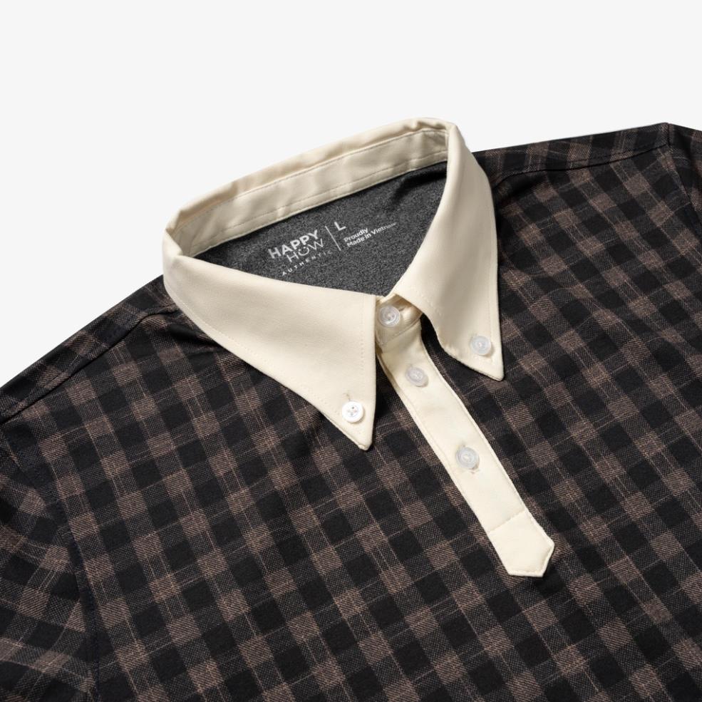 Áo POLO nam cổ bẻ GARY phối sọc caro vải Cotton Jacquard xuất xịn,chuẩn form, sang trọng - thanh lịch - HAPPYHOW