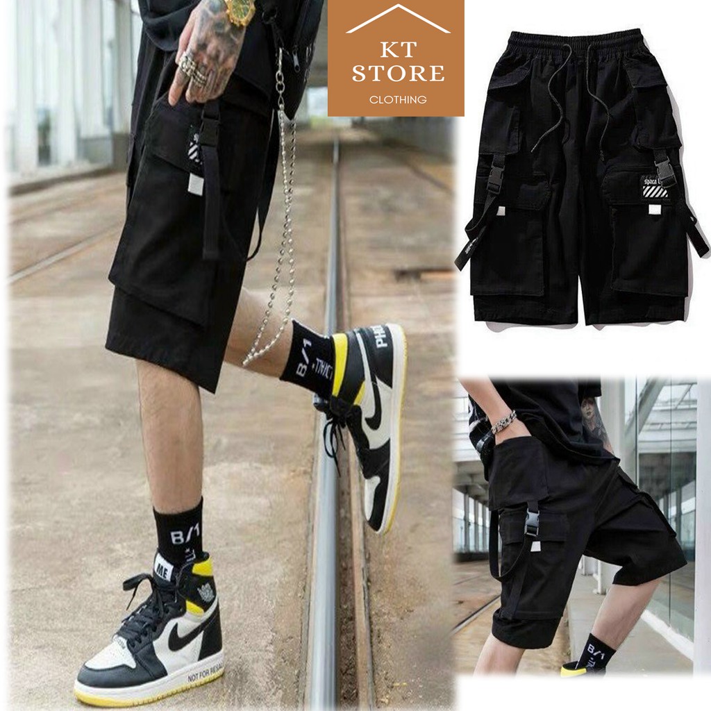&lt;FREE SHIP&gt; Quần short kaki túi hộp nam nữ unisex phát sáng chất vải co giãn (Hình Thật)