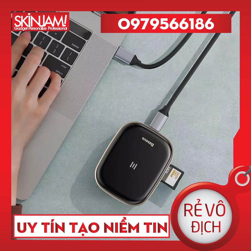 Cổng Chuyển Đổi Baseus PD Type C Sang HDMI RJ45, Đầu Đọc Thẻ Nhớ TF SD USB 3.0, Dock Sạc Nhanh 60W Cho MacBook Pro USB C