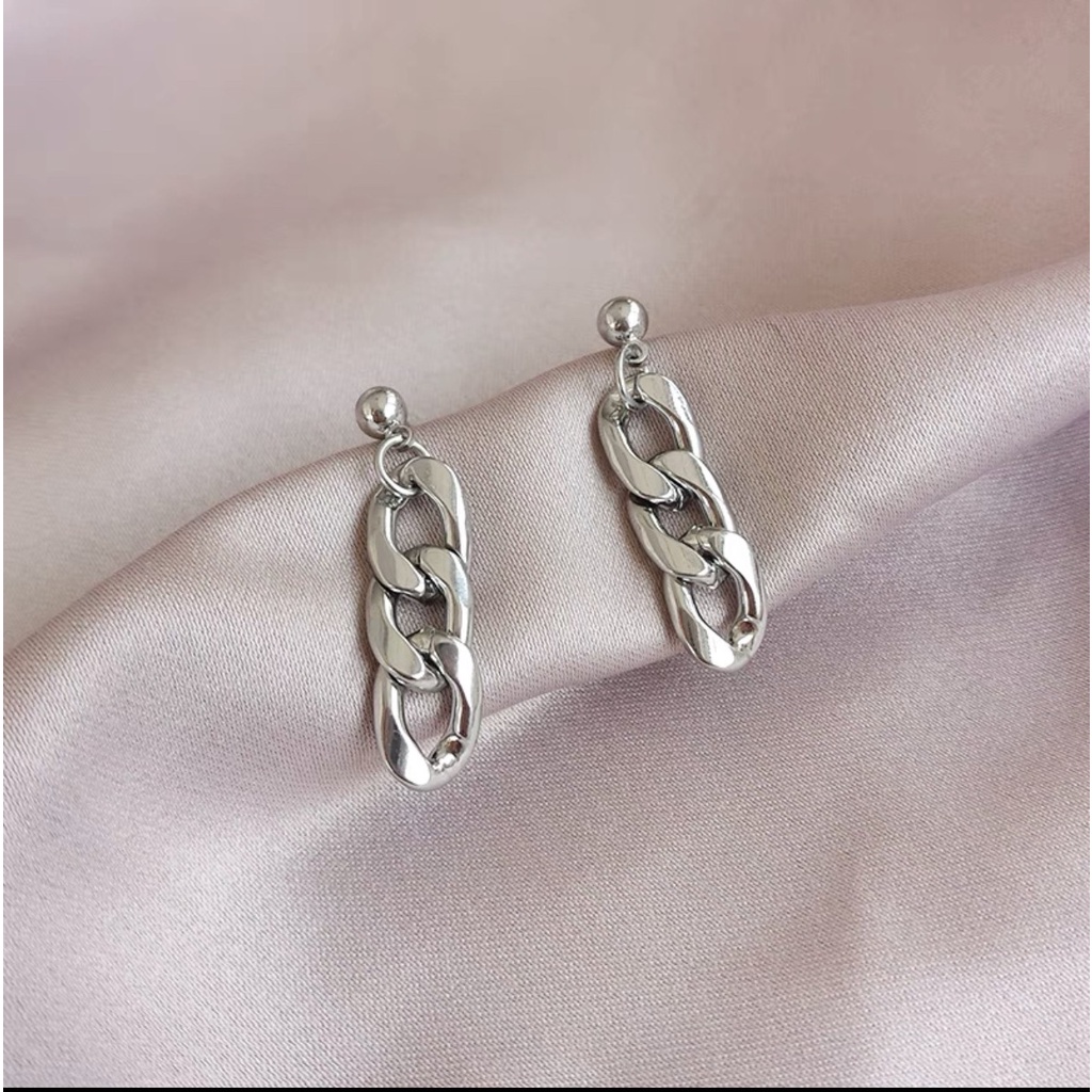 Bông tai nữ dáng dài mắt xích đơn giản phong cách Hàn quốc swag