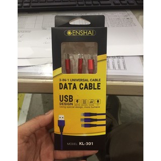 Cáp sạc Genshai 3 in 1 hàng phân phối chính hãng
