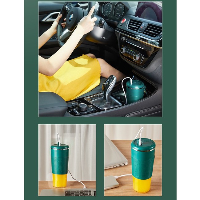 Máy Xay Sinh Tố Cầm Tay Mini Đa Năng JUICER Bình Thủy Tinh Dung Tích 400mL,Pin 2000mA Sạc USB