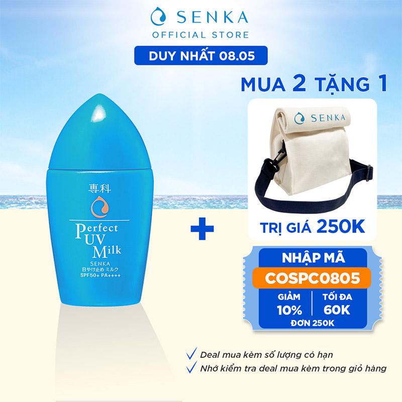 [Mã FMCGMALL giảm 8% Tối đa 80K đơn 250K] Kem chống nắng dạng sữa Senka Perfect UV Milk 40ml