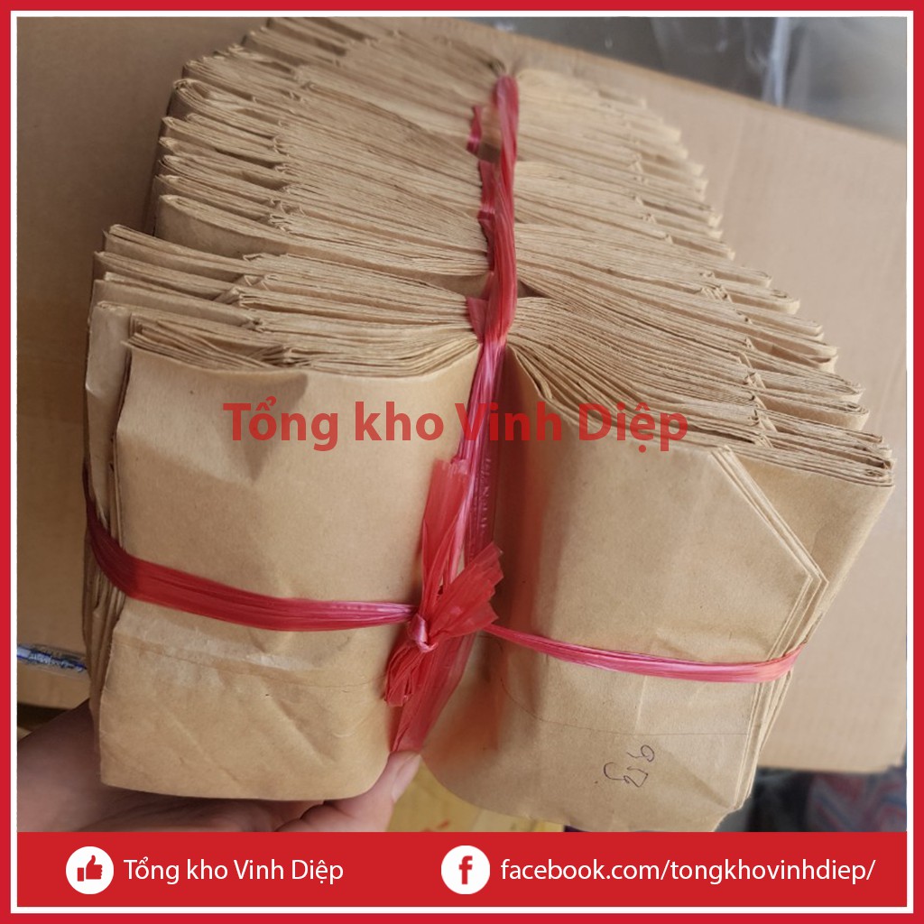 Combo 100 túi giấy xi măng, túi kraft không quai gói hàng, đựng bánh đồ ăn đủ size