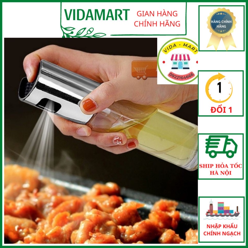 Lọ Xịt Dầu Ăn Thủy Tinh 100ml Dùng Cho Nồi Chiên Không Dầu, Chiên Rán Đồ Ăn, Nướng Đồ Ăn (vidamart) SP001962