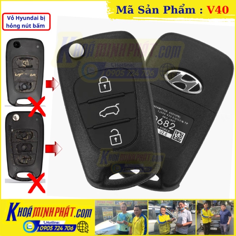 Vỏ Chìa khóa Hyundai i30, Accent, Avante, Elantra, Sonata