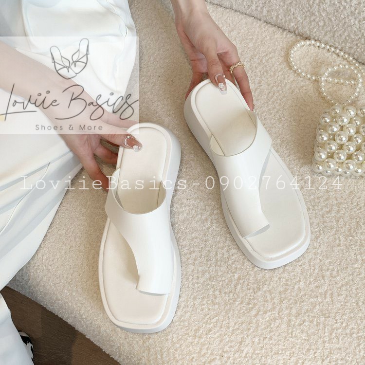 DÉP NỮ CAO CẤP LOVIIE BASICS - DÉP BÁNH MÌ THỜI TRANG QUAI NGANG ĐẾ THẤP NỮ TÍNH D220373
