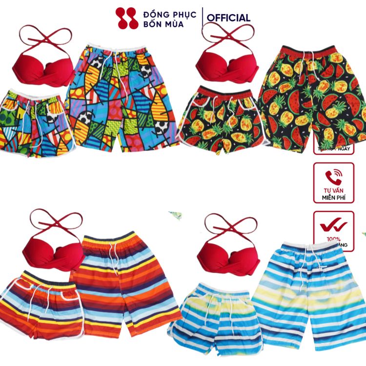 Quần đi biển thương hiệu Đồng Phục Bốn Mùa cao cấp nhiều hoạ tiết đẹp sẵn hàng kèm video