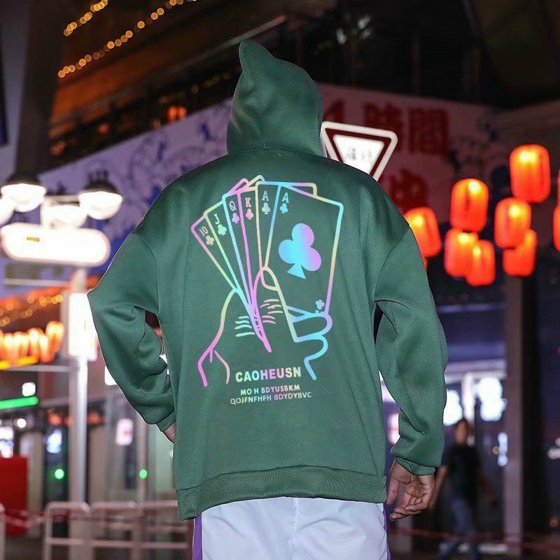 Áo Hoodie Nỉ Nam Nữ From Rộng Unisex In Dạ Quang Phát Sáng Lá Bài Cực Hot Chất Nỉ Ngoại Dày Dặn (caoheusn)