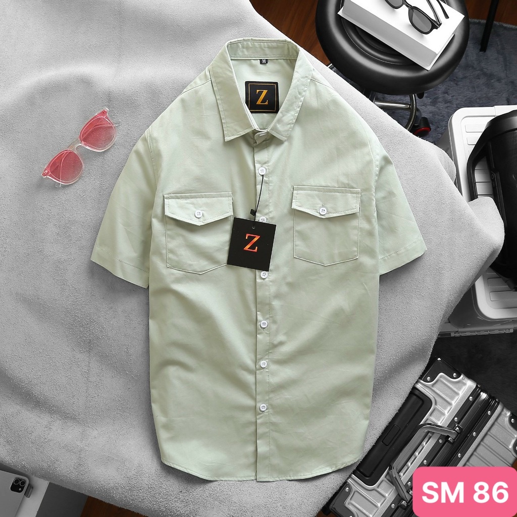 Áo sơ mi nam cao cấp chất liệu cotton đẹp màu đen họa tiết trơn dài ngắn kiểu dáng hàn quốc mới HAVADO09 nhiều mẫu đẹp