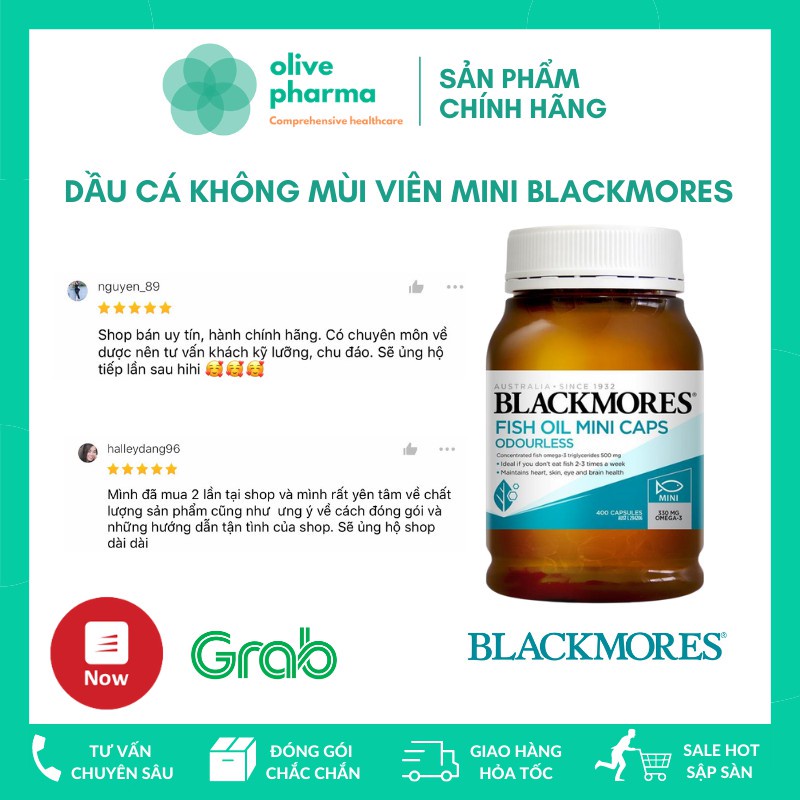 Viên uống Dầu cá Fish oil Blackmores mini caps 400 viên