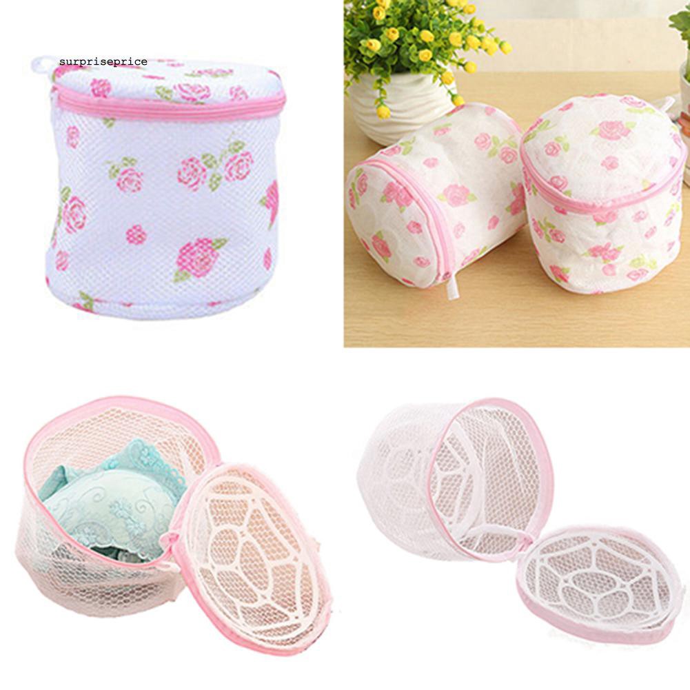 Túi lưới giặt đồ lót thiết kế in hoa có khóa kéo kích thước 15cm x 15cm/15cm x 13cm