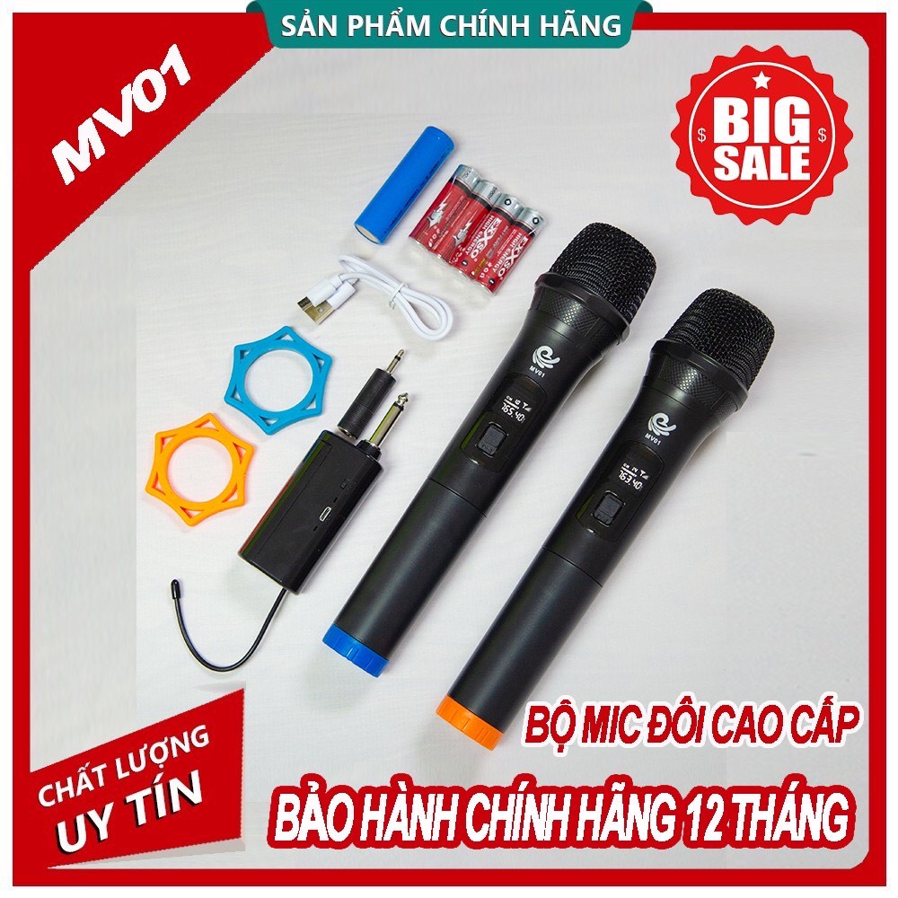 [CHÍNH HÃNG] Bộ 02 Micro hát karaoke ONTEK MV02 bản nâng cấp, hút âm tốt, chống hú cho loa kéo, dàn âm thanh