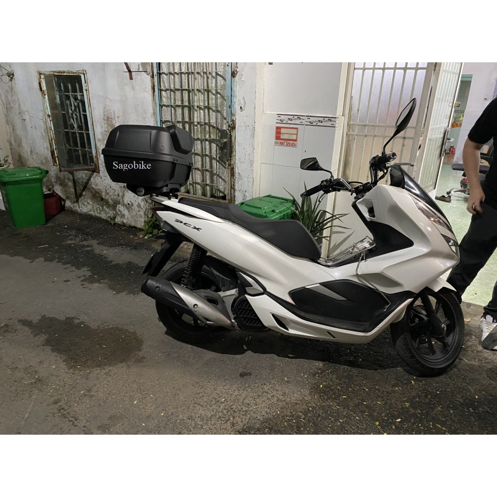 Combo thùng xe PCX, thùng Givi E43NTL, gối tựa lưng BE43N, baga SRVPCX, túi cặp hông Givi EA101B, hàng Givi chính hãng