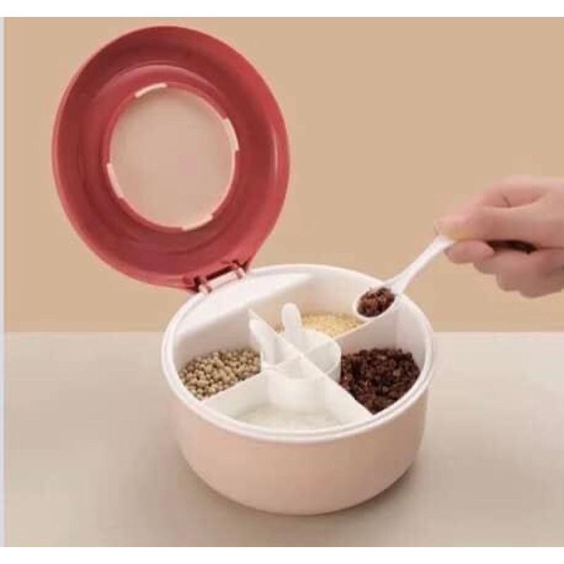 Hộp đựng gia vị 4 ngăn loại tròn
