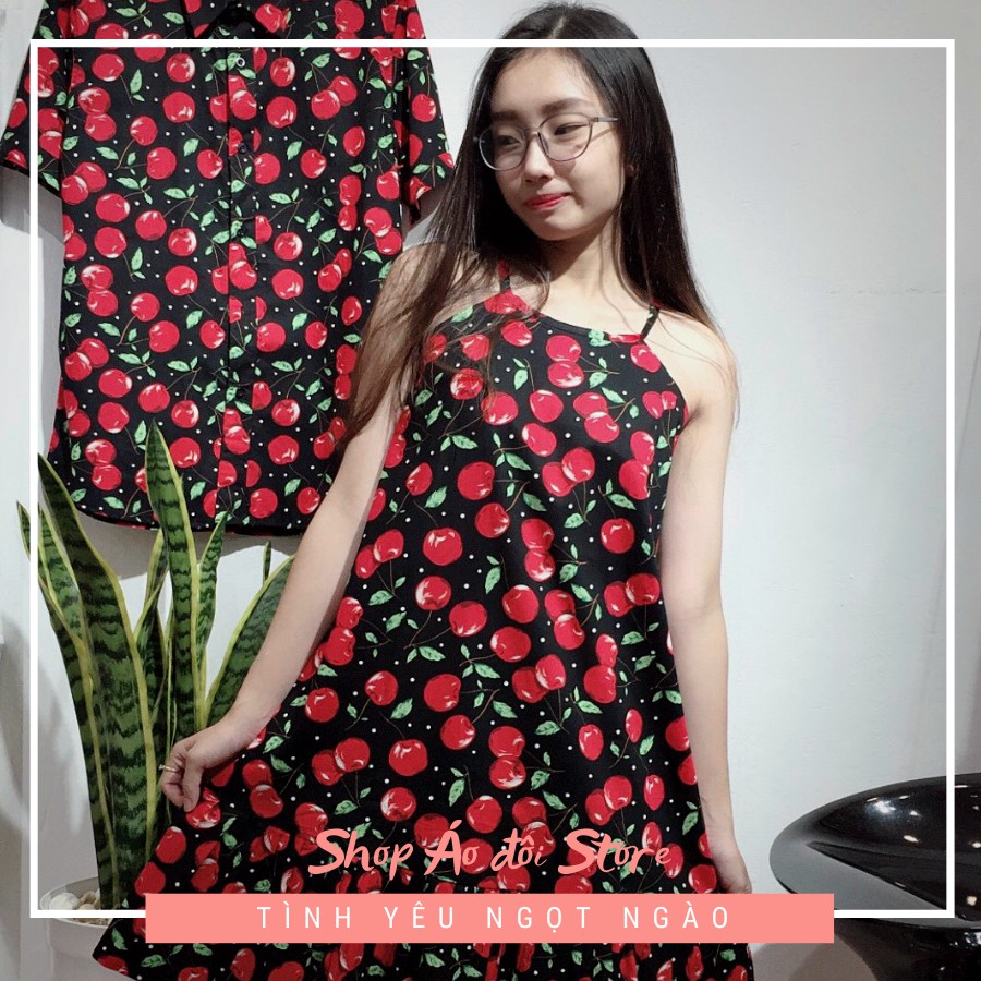 Bộ áo váy sơ mi cặp, đồ đôi nam nữ dễ thương, chất đẹp để chụp hình cưới, đi du lịch