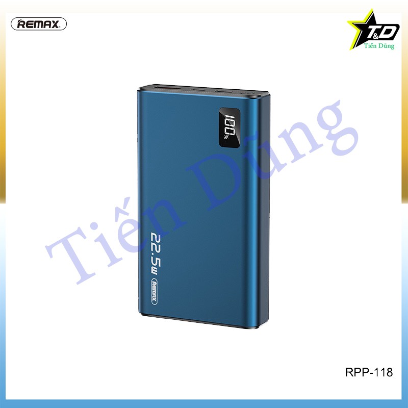 Pin sạc dự phòng remax RPP 118 sạc nhanh 22,5W dung lượng 10.000mAh đèn hiển thị pin