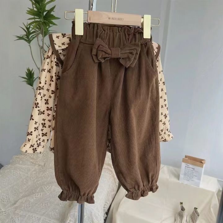 Set Đồ Mùa Thu 2 Món In Họa Tiết Hoa Thời Trang Cho Bé Gái