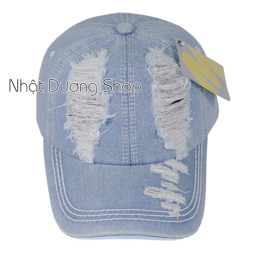 Nón kết jeans thời trang không thêu - Jean rách 2 bên
