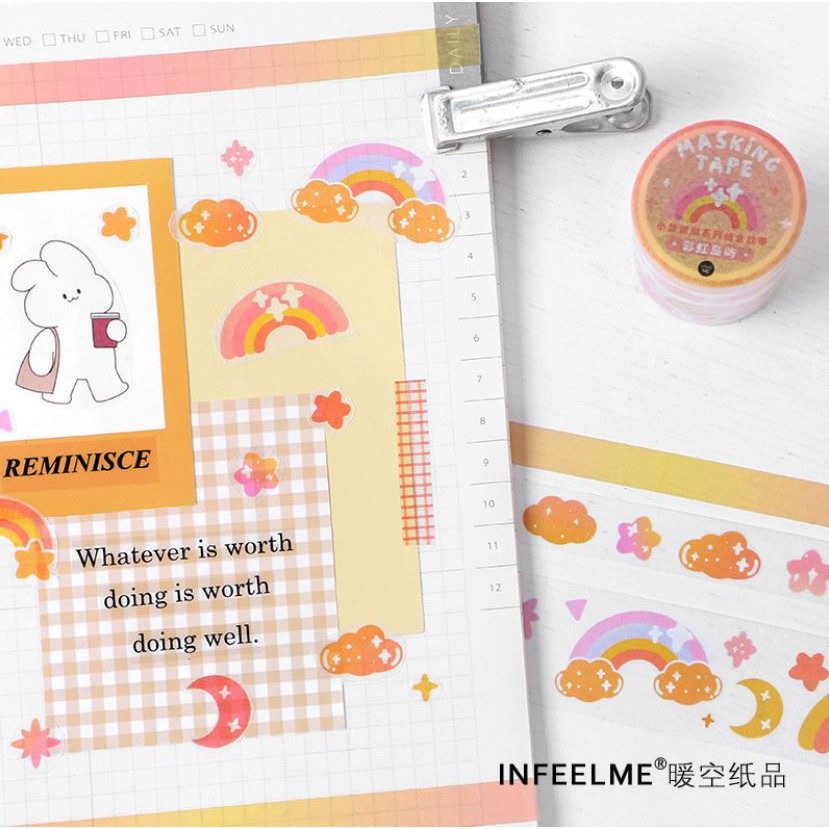 Bộ 3 cuộn washi tape Infeel.me Colorful dream masking tape băng keo giấy Nhật Bản trang trí sổ tay | BSW080