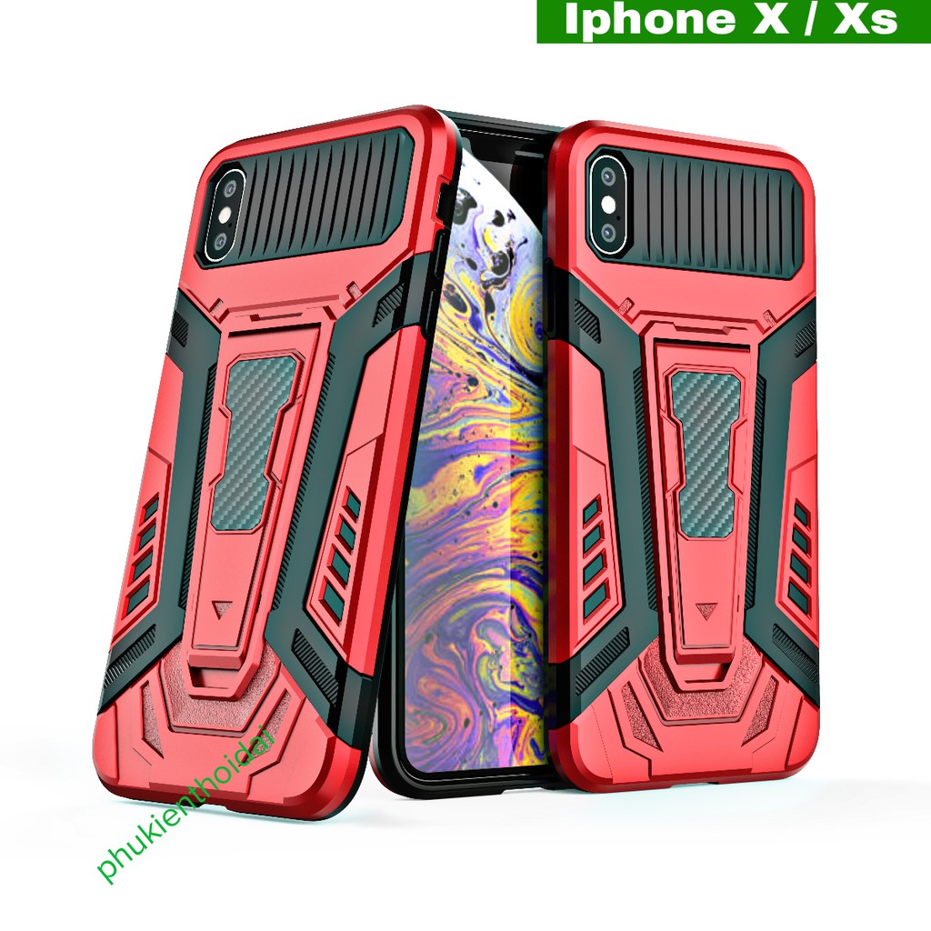 IPhone X / Xs / Xs Max / 11 Pro Max / 12 Pro Max ốp lưng Iron Man Pro chống sốc giá đỡ xem phim cao cấp