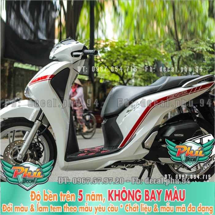 Tem rời SH 2017-2019 chỉ đỏ AMG xe trắng 2 -1