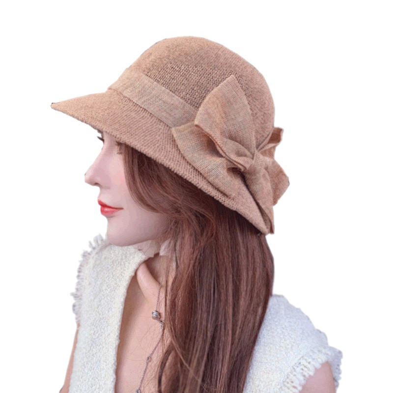 Fashionable bow-tie sun-resistant fabric hat for women