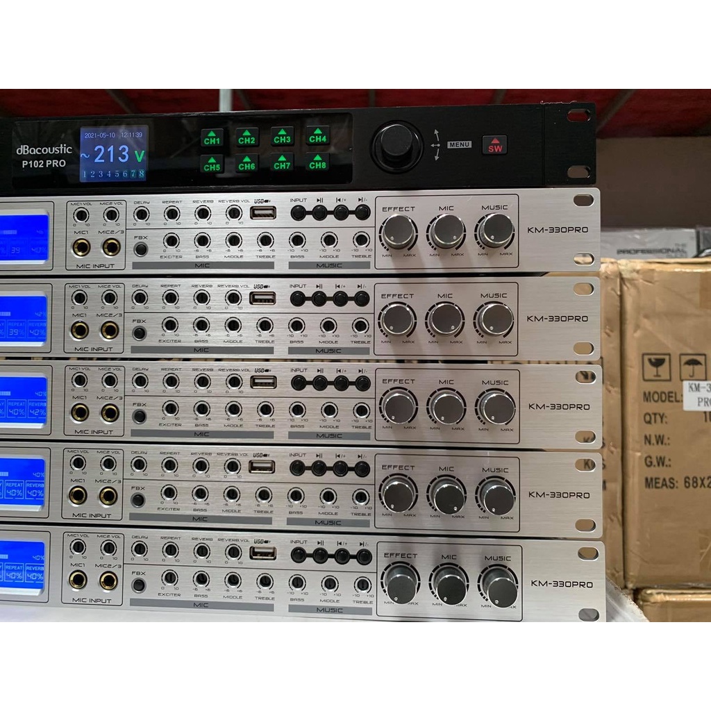 Vang cơ lai số Dbacoustic KM330 Pro, Echo và Reverb mượt mà, Chống hú tốt, Bluetooth 5.0 và Optical