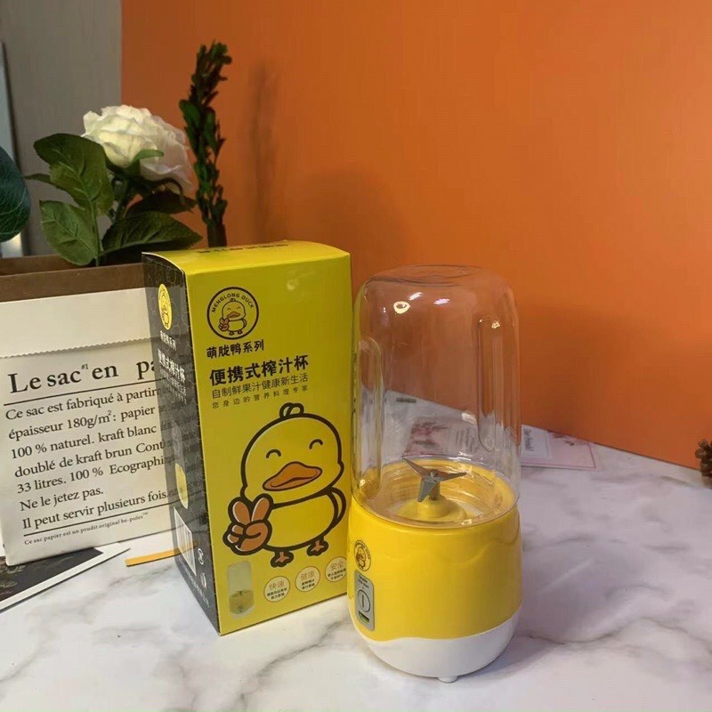 Máy Xay Sinh Tố Cầm Tay Mini Sạc Điện Dung Tích 400ml Máy Xay Hoa Quả Mini Vịt Vàng Mẫu Mới