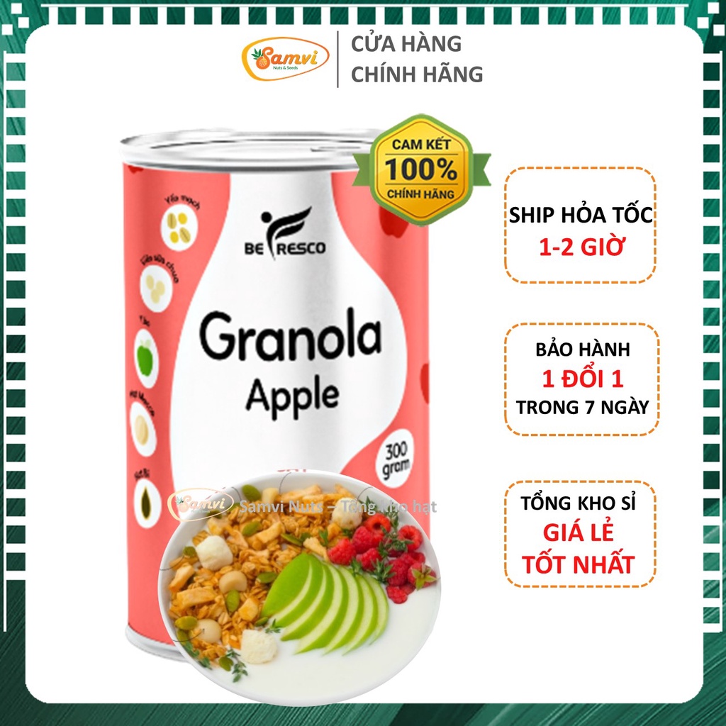 Ngũ Cốc Granola Sữa Chua Trái Cây Ăn Kiêng Vị Táo 300gr – Granola yến mạch ăn sáng, ăn giảm cân, eat clean, ăn kiêng