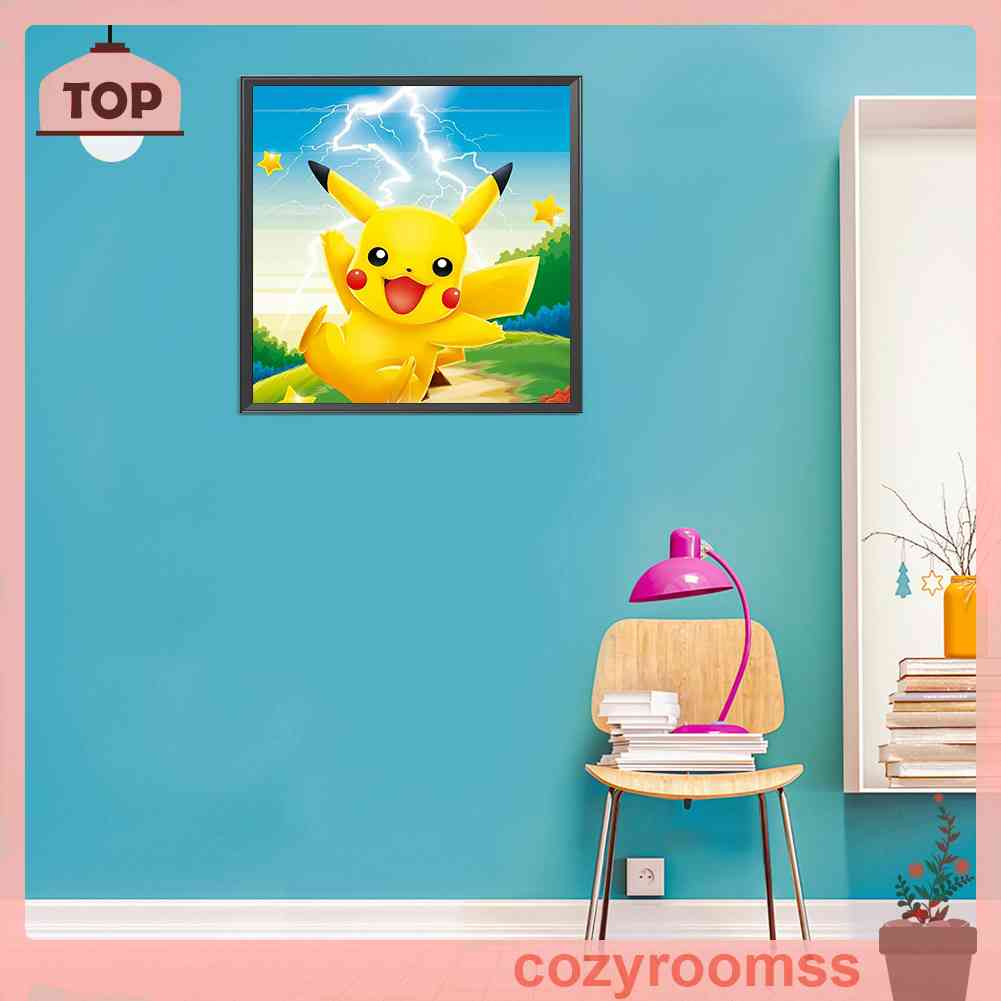 Tranh Đính Đá Kim Cương Toàn Bộ 5D DIY Hình Pikachu